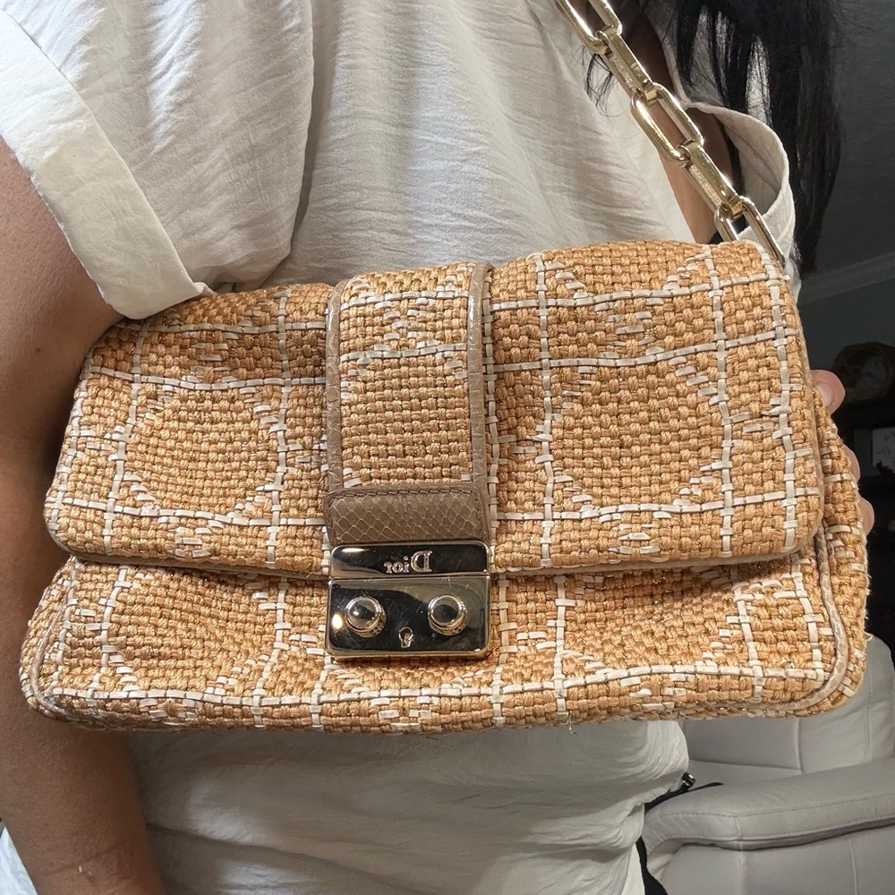 Dior Limited Edition Miss Dior Flap Bag Woven Tweed & Python Snakeskin Trim - Picture 2 of 16